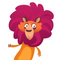 Happy funny cartoon lion. Vector character illustration for children book