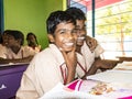 Happy funny children friends boys classmates smiling laughing in classroom at the school Royalty Free Stock Photo