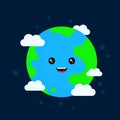 Happy funny cute smiling earth character.