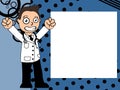 Happy funny doctor kid cartoon expression frame background Royalty Free Stock Photo