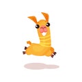 Happy funny llama alpaca cartoon character jumping vector Illustration on a white background