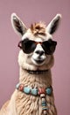 happy funny Llama wearing sunglasses