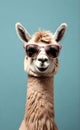 happy funny Llama wearing sunglasses