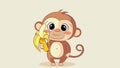 a happy funny monkey smiling. Illustration Of Cute Monkey Holding Banana