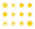 Happy funny smiley sun. Cute sunshine kids face. Royalty Free Stock Photo