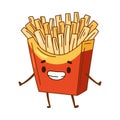 Happy funny smiling french fries cartoon character vector illustration