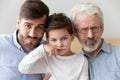 Happy funny three generation men family close up portrait Royalty Free Stock Photo