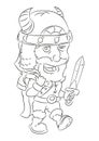 Cartoon armed viking ready for battle