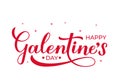 Happy Galentine s Day calligraphy lettering isolated on white. Non official holiday for girls. Vector template for greeting card