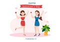 Happy Galentines Day on February 13th with Celebrating Women Friendship for Their Freedom in Flat Cartoon Hand Drawn Illustration