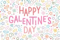 Happy Galentine`s day greeting banner in line art style. Royalty Free Stock Photo