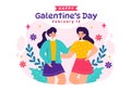 Happy Galentine\'s Day Vector Illustration on February 13th with Celebrating Women Friendship for Their Freedom