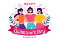 Happy Galentine\'s Day Vector Illustration on February 13th with Celebrating Women Friendship for Their Freedom