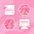 Happy Galentines Day Label Flat Cartoon Hand Drawn Templates Illustration