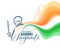 happy gandhi jayanti background with indian tricolor flag vector illustration