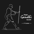 Happy Gandhi Jayanti, 2nd October, Mahatma Gandhi sketch poster, vector illustration Royalty Free Stock Photo