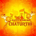 Happy Ganesh Chaturthi background in Indian art style Royalty Free Stock Photo