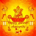 Happy Ganesh Chaturthi background in Indian art style Royalty Free Stock Photo