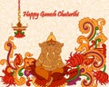 Happy Ganesh Chaturthi background in Indian art style Royalty Free Stock Photo