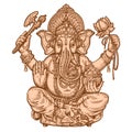 Happy Ganesh Chaturthi. hand-drawn sketch. vector illustration Royalty Free Stock Photo