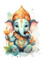 Happy Ganesh chaturthi with lovely baby Ganesha. 3d rendered little baby Ganesha. Generative Ai Royalty Free Stock Photo