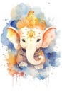 Happy Ganesh chaturthi with lovely baby Ganesha. 3d rendered little baby Ganesha. Generative Ai