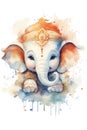 Happy Ganesh chaturthi with lovely baby Ganesha. 3d rendered little baby Ganesha. Generative Ai