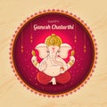 Happy Ganesh Chaturthi Vector illustration. Artistic Indian Lord Ganesha Worship Festival graphic. Ornate mandala art design Royalty Free Stock Photo