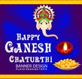 Happy ganesha chaturthi celebration background with ganesha cart