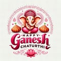A happy ganesha chaturthi poster with pink elephant