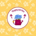 Happy garden circle sticker design