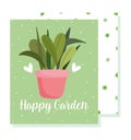 Happy garden, potted plant nature decoration hearts card