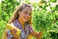 Happy gardener girl growing fresh food just from farm Royalty Free Stock Photo