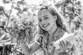 Happy gardener girl growing fresh food just from farm Royalty Free Stock Photo