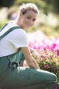 happy gardener woman smiling at camera
