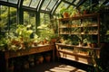 gardener working in greenhouse, AI Generated