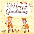 Happy Gardening Cute Couple Greeting Card