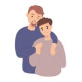 Happy gay couple hugging. Sweetheart couple together. LGBT family, LGBT pride. Vector illustration in flat cartoon style