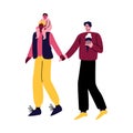 A happy gay couple of men in casual clothes walking with a little boy on shoulders. Vector illustration in cartoon style Royalty Free Stock Photo