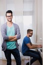 Happy gay couple working together Royalty Free Stock Photo