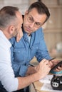 happy gay couple working together in office Royalty Free Stock Photo