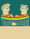 Happy gays couple with hands together.Vector Royalty Free Stock Photo