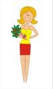 Happy gerl wiht bouquet Royalty Free Stock Photo