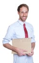 Happy german businessman with file Royalty Free Stock Photo