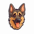 Happy German Shepherd Head Cartoon Sticker