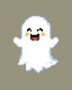 happy ghost smiling happy cute spooky pixel art element