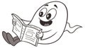Happy Ghost Reading Newspaper - Amusing Phantom Daily Routine, vector design Generative AI Royalty Free Stock Photo