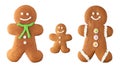 Happy gingerbread cookies family (man woman and son) isolated on white Royalty Free Stock Photo