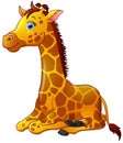 Happy giraffe cartoon sitting