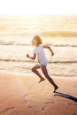 Happy Girl Beach Run Royalty Free Stock Photo